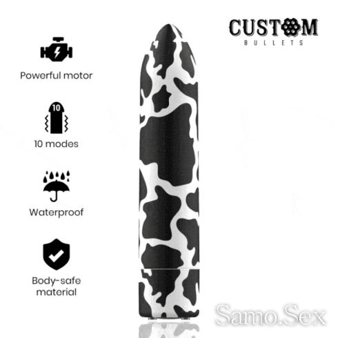 Мини вибратор черно бяло CUSTOM BULLETS -  снимка 1