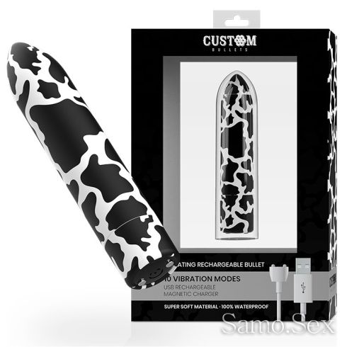 Мини вибратор черно бяло CUSTOM BULLETS -  снимка 2