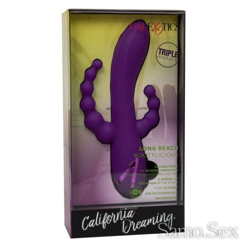 Троен лилав вибратор California Exotics Long Beach Bootylicious -  снимка 3