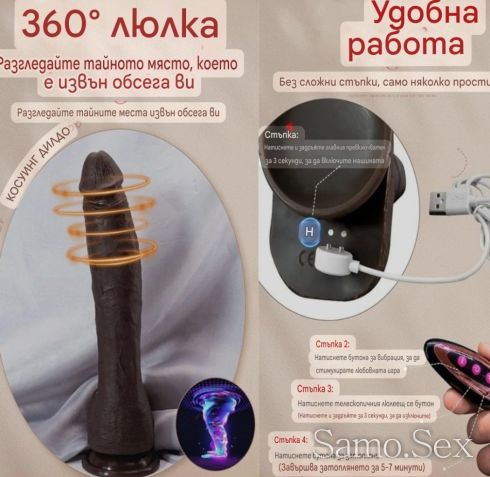 Силиконов реалистичен вибратор-Колан въртящ се на 360° -  снимка 3