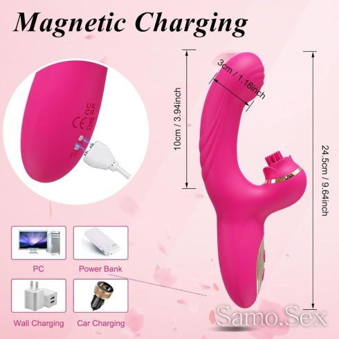 3 в 1 силен дилдо Вибратор G-точка, стимулатор на клитора, заек -  снимка 4