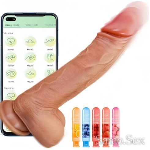 Реалистично дилдо, телескоп., с вакуумна основа и вибрация 22см -  снимка 1