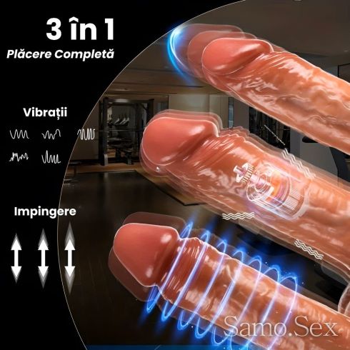 Реалистично дилдо, телескоп., с вакуумна основа и вибрация 22см -  снимка 2
