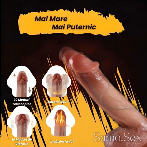 Реалистично дилдо, телескоп., с вакуумна основа и вибрация 22см -  снимка 4