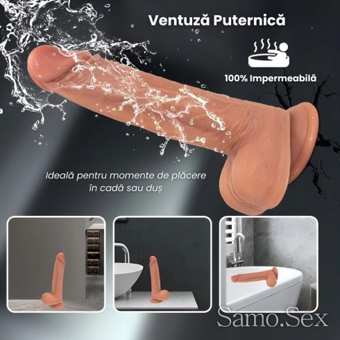 Реалистично дилдо, телескоп., с вакуумна основа и вибрация 22см -  снимка 6