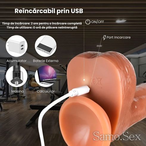 Реалистично дилдо, телескоп., с вакуумна основа и вибрация 22см -  снимка 8